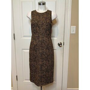 J.Crew Brown Leopard Print Sleeveless Pencil Dress NWT, Size 2